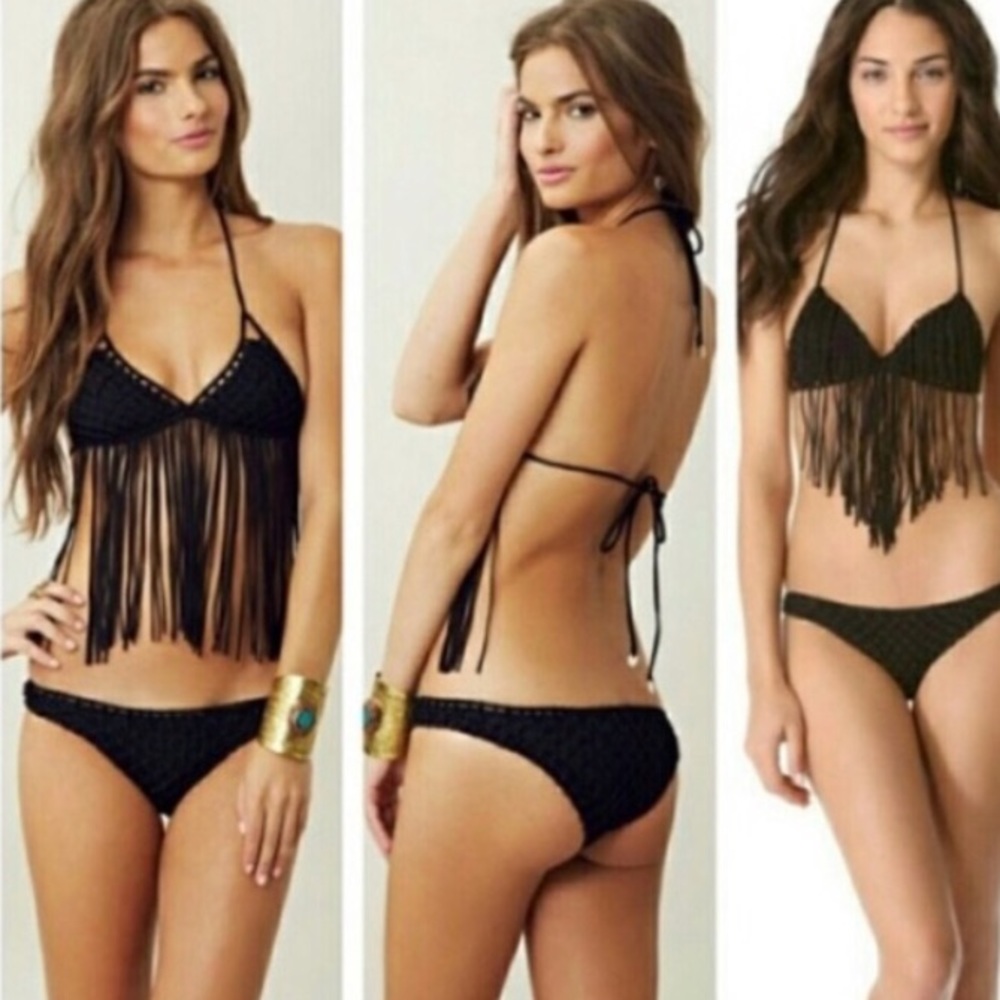 Indah fringe bikini top xs pink